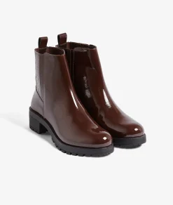 Clearance Bottines vernis en cuir Chaussures