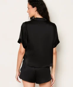 Best Chemise de pyjama manches courtes en soie Hauts De Pyjama